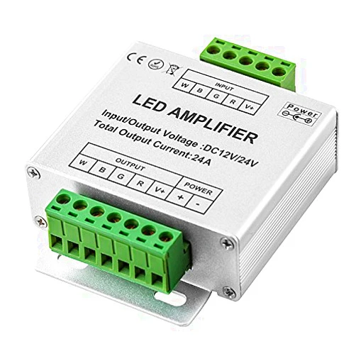 Lythe LED RGBW Amplifier 24A Data Signal Repeater 4CH Channels Circuit Aluminum Shell For 3528/5050 SMD RGBW LED Lights Strip 12V 24V