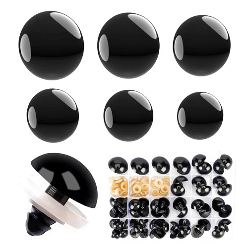Buylorco 16~30 mm Large Black Safety Eyes for Amigurumi Crochet Crafts Dolls Making Stuffed Animals and Teddy Bear
