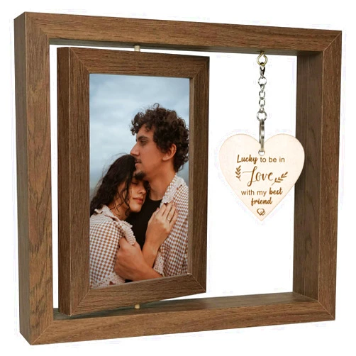 EYITUPC Lucky to Be in Love with My Best Friend Birthday Anniversary Picture Frame Boyfriend Girlfriend Husband Wife Fiance Couples Gifts (Display Two 4x6)