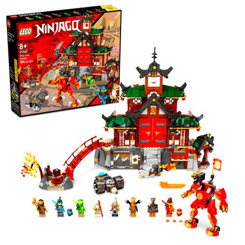 LEGO NINJAGO Ninja Dojo Temple Masters of Spinjitzu Set 71767, Ninja Toy Building Kit with 8 Minifigures and Toy Snake Figure, Collectible Mission Banner Series, Pretend Play Ninja Set for Kids