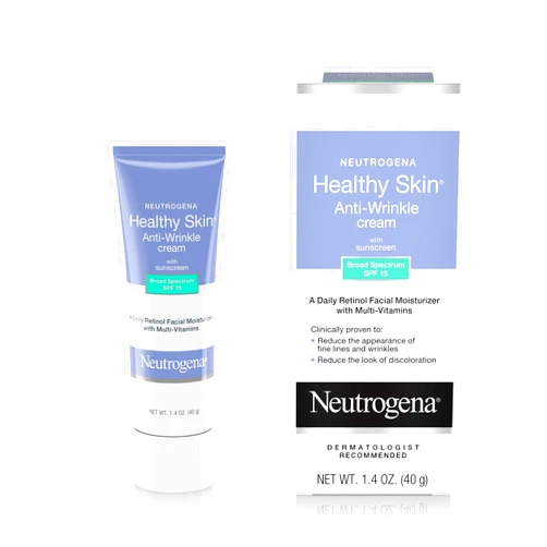 Neutrogena Healthy Skin Anti-Wrinkle Retinol & Vitamin E Daily Moisturizer with SPF 15 Sunscreen, Oil-Free Face & Neck Cream with Retinol, Vitamin E, Vitamin A & Vitamin B5, 1.4 oz