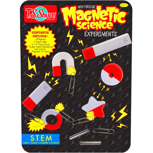 Bendon TS Shure Educational Magnetic Science Experiment Learning Tin with 8 Magnets and 5 Paper Clips 50521