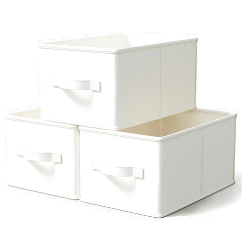 Naering Fabric Storage Bins, Beige, 3 Pack, Collapsible Organizer with Handles