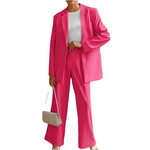 Farichos Women's Two Piece Outfits Blazer Jacket Wide Leg Pants Pockets 2024 Fall Business Casual Suit Sets