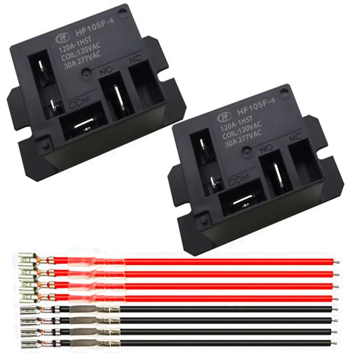 ABXLNIU 2Pcs Power Relay AC120V Coil 30A SPST(1 NO), 120 Volt Mini Relay with 8 Quick Connect Wires HF105