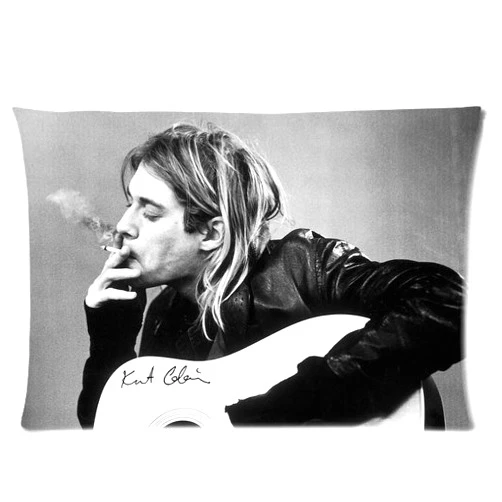 Tt-shop Soft Zippered Pillowcase Pillow case Cover 2030 Inch (Twin Sizes) Smoking Kurt Cobain and Signature On The Guitar Fashion Design