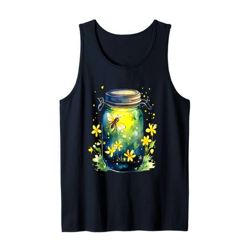 Visit Funny Firefly Bugs Insects Fireflies Gifts Nice Fireflies in a Jar Glowing Fireflies in Jar Tank Top