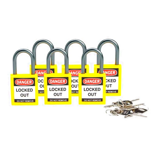 Brady 118962 Yellow, Brady Compact Safety Lock - Keyed Alike (6 Locks)