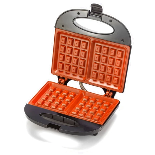 Zenith Electric Indoor Waffle Grill Maker with Zera Copper Non-Stick Grilling Plates, Compact, Black/Copper
