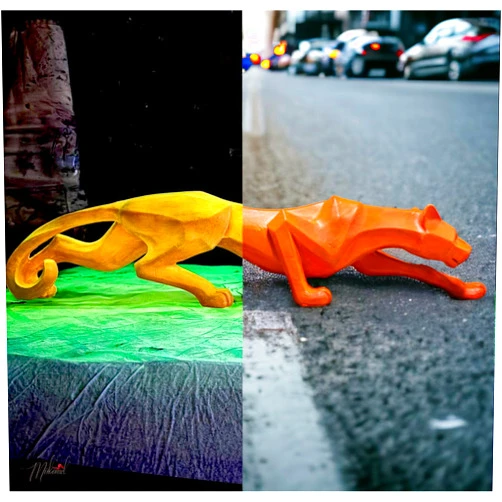 Mukemel lightning panther (30 in, glow in the dark, geometric shape, hunter in motion, animal's agility and strength) Mukemel designs - BTC0157