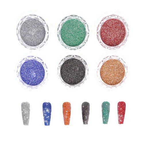 Mongtaydep Crystal Diamond Nail Powder Chrome Gilt Nail Glitters Art Nail Decoration Manicure Shiny Pigment Glitter 6 Colors