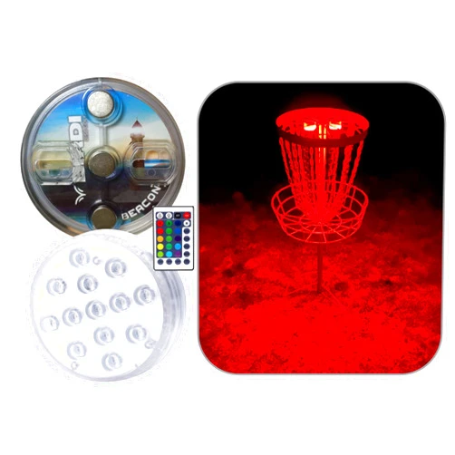 Birdi Disc Golf Beacon -2Pack - Magnetic LED Disc Golf Basket Lights-Remote Controlled-Waterproof-Multi Colored-Glow Disc Golf-Night Disc Golf