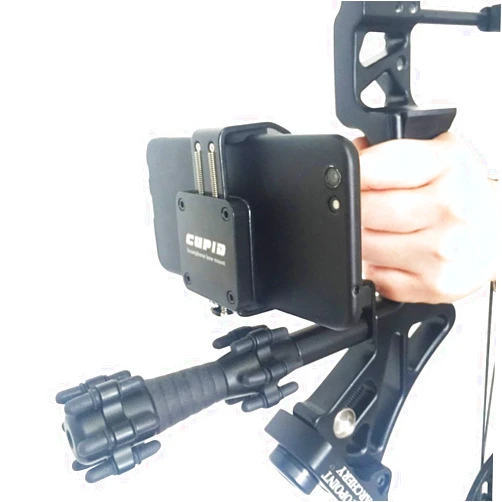 KOWinner Bow Phone Mount for The Use of Camera of iPhone, Samsung, GoPro Smartphone Bow Holder Accessory Photos and Video Archery Hunting Moment Outdoor Compound Bow Hunting Phone Bracket