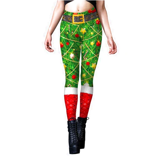 FYMNSI Christmas Leggings for Women Xmas Printed High Waist Ankle Length Stretchy Tights Yoga Pants Workout Running Leggings