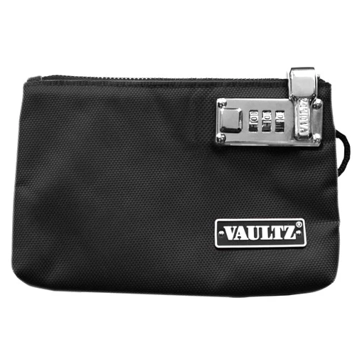 Vaultz Money Bag with Lock - 5 x 8 Inches, Men & Women's Locking Accessories Pouch for Cash, Bank Deposits, Wallet, Medicine, Phone and Credit Cards - Black