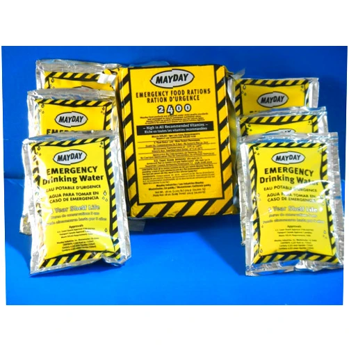 MayDay 2400 Calorie Bar and Water Emergency Survival MRE Ration Car and Bug Out Kit w/Free MayDay Poncho