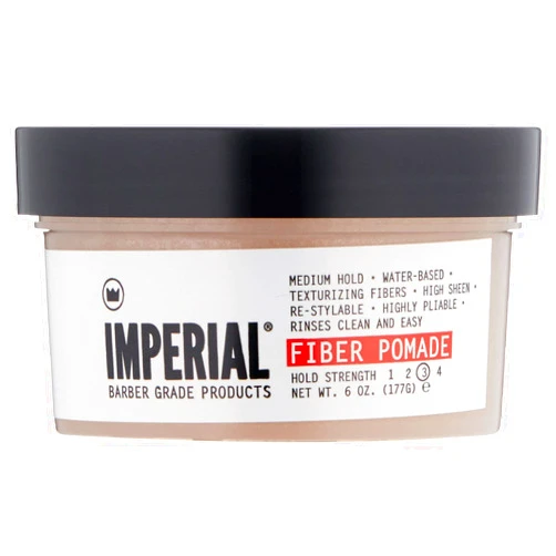 Imperial Barber Fiber Pomade - Medium Hold Water-Based High Sheen Formula with Texturizing Fibers 6 oz for Men's Hair Styling