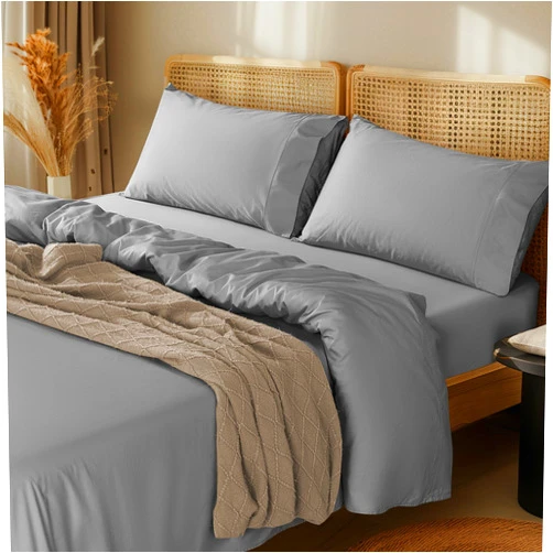 LBRO2M 1000 Thread Count 100% Egyptian Cotton Sheets Set,Queen Size Bed Sheet 4 Piece Sets,Long Staple,16 Inches Deep Pocket,All Season,Bedding Super Soft Comforterble Breathable,Sateen Weave (Grey)