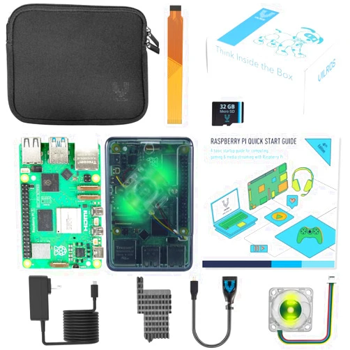 Vilros Raspberry Pi 5 GLOWCOOL Starter Kit (4GB RAM-Smoke Case)