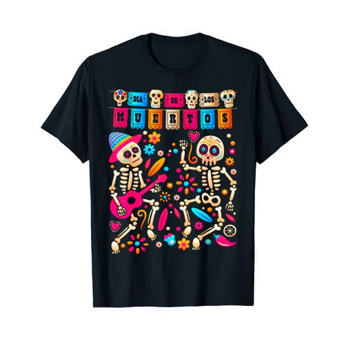 Mexico Mexican Sugar Skull Cinco De Mayo Party Dia De los Muertos Day of the Dead Mexican Skeleton Dancing T-Shirt