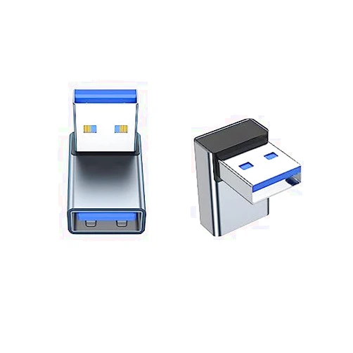 ZJKJHJY 90 Degree USB A Adapter, Upward Angle USB A Male to Female Converter Extender for PC, Laptop, USB 3.0 Charger, Power Bank and More,2 Pack