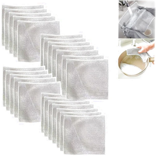 Yuloron Scrubbing Cloths, Cleaning Pads, Metal Wire Dishwashing Rag, Multipurpose Wire Dishwashing Rags for Wet and Dry, Wet and Dry Wire Dishwashing Rags for Dishes (24pcs)