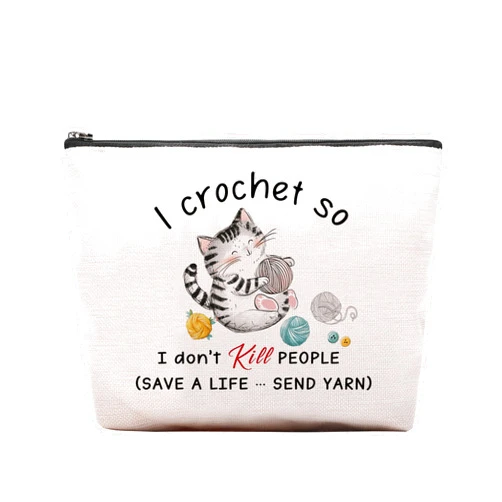CEASQVAA Crocheting Gifts for Crocheters Accessories Makeup Bag, Gifts for People Who Like crocheting, Crocheter Knitting Supplies Stuff Things Gadgets, Small Crochet Gift Bag Cosmetic Bag Pouch