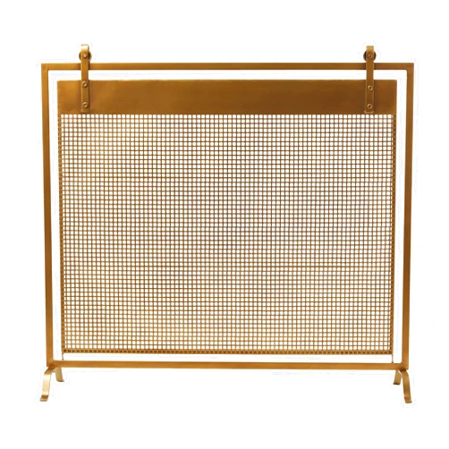 Deco 79 Metal Suspended Grid Style Netting Single Panel Fireplace Screen with Bolted Detailing, 38