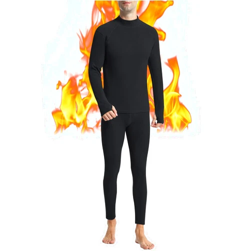 Runhit Mens Thermal Underwear Set：Fleece Lined Long Johns for Men Thermal Shirts and Pants Base Layer Cold Weather Thermals