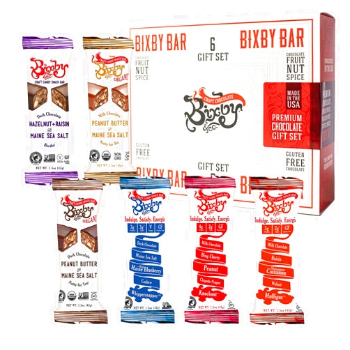 Bixby & Co. Chocolate Gift Box | Gourmet Chocolate | Gluten Free, Kosher, Organic, NON GMO 1.5oz Bars | Chocolate Sampler | Pack of 6 Milk and Dark Chocolate Bixby Bars Assorted 6 Pack