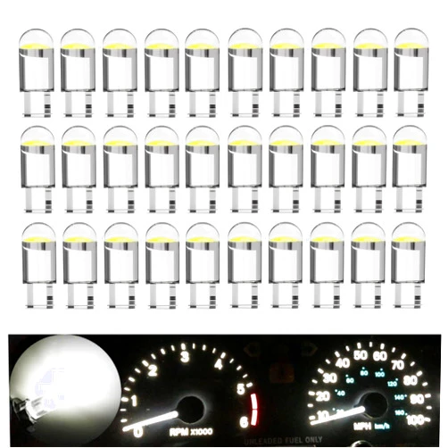 DSSOOY T10 194 168 2825 161 175 158 LED Light Bulb Instrument Panel Gauge Cluster Dashboard Interior Car Lights Map Dome Door Trunk Light Bulb White 30Pack