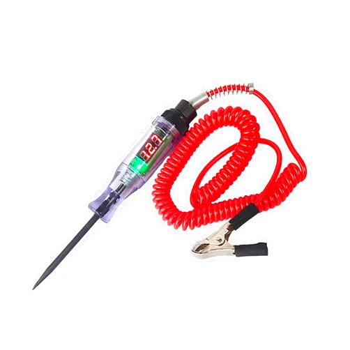 Sodcay 1 PC Car Digital Electric Pen, 6V-12V-24V DC Car Circuit Tester Light, Test Light with 5.9Ft Extended Spring Wire, Car Truck Vehicle Circuits Low Voltage Tester Probe (Red)