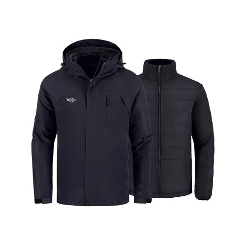 Wantdo Men's Waterproof 3 in 1 Ski Jacket Warm Winter Coat Windproof Snowboarding Jackets with Detachable Puffer Coat