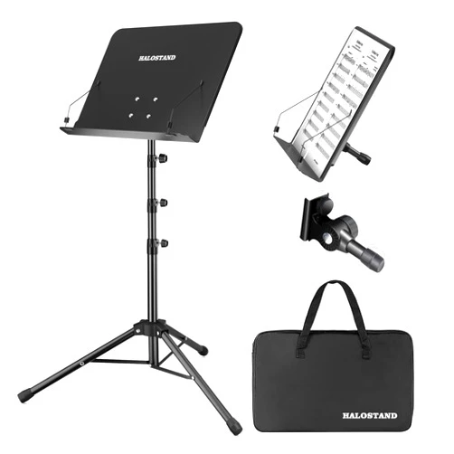 Halostand Dual-use Sheet Music Stand & Desktop Book Stand,Height Adjustable from 23.6-59in, Folding Music Stand with Portable Carrying Bag, (Higher Verision)