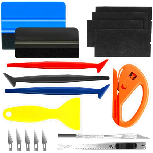 Generic Car Window Tinting Suite, Auto Professional Vinal Tint Tools Kit, Car Glass Protective Film Installing Set, Vehicle Vinyl Wrap Application Kit