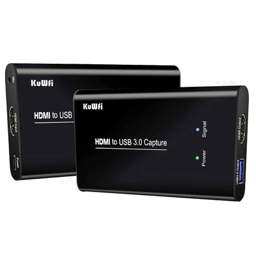 KuWFi USB 3.0 HDMI Video Audio Capture Card Device, Full HD 1080P for Game Recording, Live Streaming Broadcasting with MIC Input