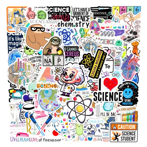 TaiLiHaile 110pcs Science Stickers Pack, Chemistry, Biology, Physics, Science Classroom Decor for School Teacher Student Laboratory Sticker Decals for Laptop Water Bottle Notebook Science Party Favors and Decor