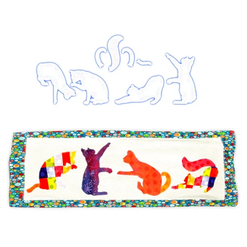 AYBAY Cute Cat Stencil Ruler, Reusable Cartoon Cat Pattern Craft, DIY Cat Quilting Kit, Precision Sewing Stencil Ruler, Wedding Fabric Quilt Making Supplies (A)