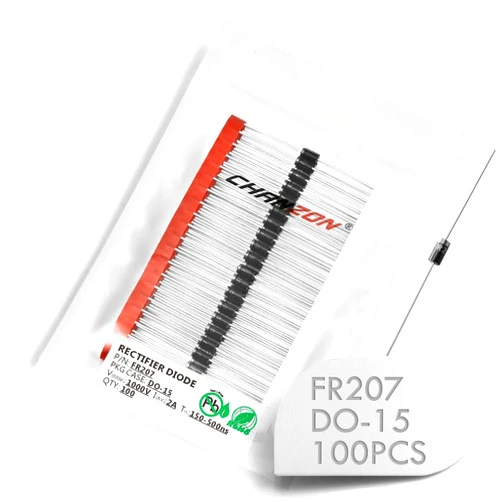 CHANZON (Pack of 100 Pieces) Chanzon FR207 Fast Recovery Rectifier Diode 2A 1000V 150-500ns DO-15 (DO-204AC) Axial 2 Amp 1000 Volt Electronic Diodes
