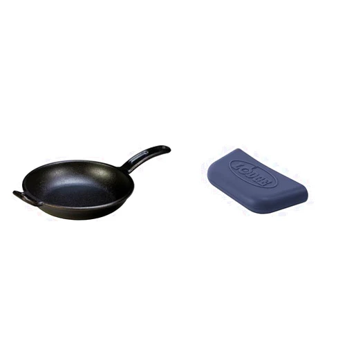 Lodge BOLD 10 Inch Seasoned Cast Iron Skillet BOLD Silicone Assist Handle Holder - Ash Gray