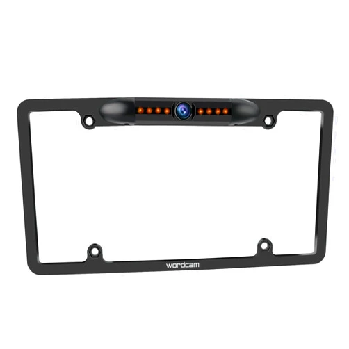 Wordcam License Plate Frame Rear View Backup Camera 170° Viewing Angle Universal Car License Plate Frame Mount Waterproof High Sensitive 8 IR LED Night Vision Reverse Parking Aid System