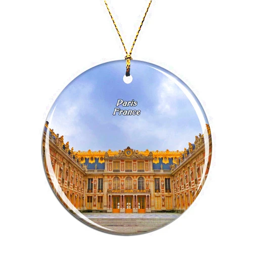 Weekino France Versailles Palace Paris Christmas Xmas Tree Ornament Decoration Hanging Pendant Decor City Travel Souvenir Collection Double Sided Porcelain 2.85 Inch