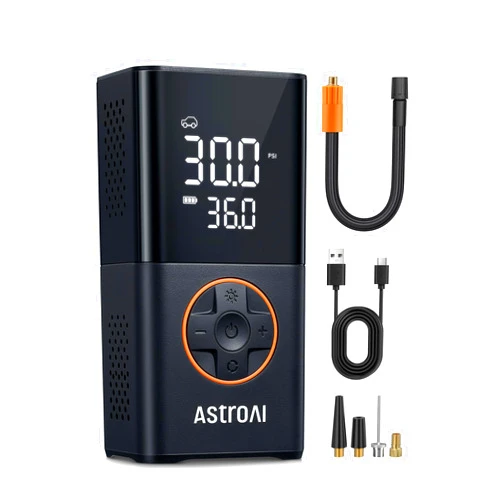 AstroAI L7 Tire Inflator Portable Air Compressor Cordless Bike Pump with Digital Dual Values Display, 150 PSI Car Tires Pump with LED Lights Air Pump for Cars, Motorcycles, Bikes, Balls
