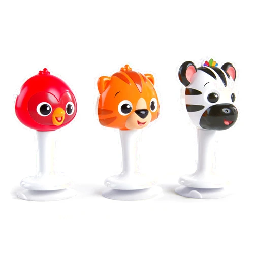 Baby Einstein Rattle & Jingle Trio High Chair Suction Toys Take-Along Musical Rattle Set Age 6 Months +, Multicolor, 3 Count
