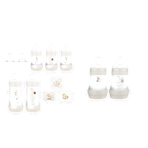 MAM Newborn Essentials 10-Piece Gift Set and 2 Count Easy Start Anti Colic 5 oz Baby Bottles