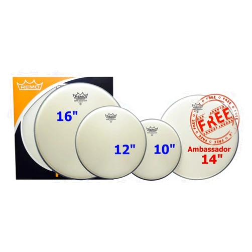 Remo Ambassador 4-Pc Tom Pack - 10 12 14 16 Inches - Coated
