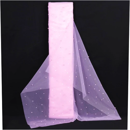 Fanqisi Pearl Tulle Fabric 4 Yards Pink Craft Fabric Mesh Tulle Fabric for Baby Shower DIY Tutu Bow Wedding Accessories