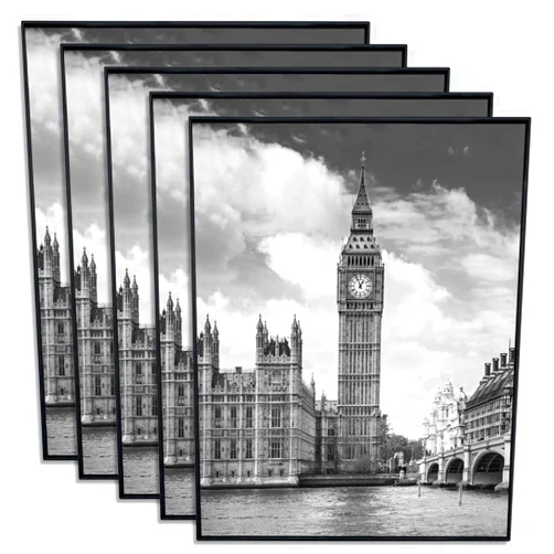 GOmaize Front Loading Black Picture Frame 8x10 Set of 5 Wall and Table Mounting