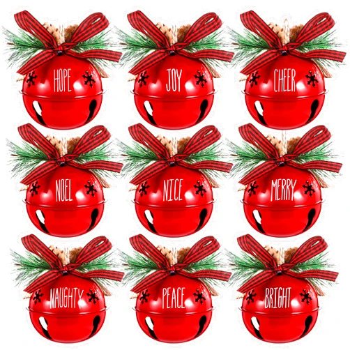 Aoriher 9 Pcs Christmas Bells Ornament 3.1