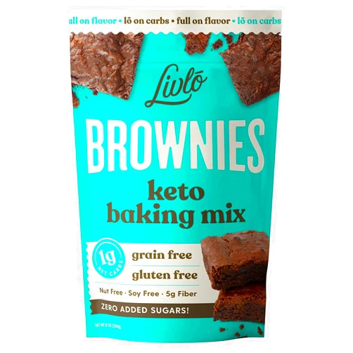 Livlo Keto Brownie Baking Mix - Just 1g Net Carb - Sugar & Gluten Free Keto Desserts, Sweets & Treats - Low Carb, Nut Free, Diabetic Friendly Snack - Fast, Delicious and Easy to Make - 12 servings